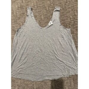 BKE Womens Gray V-Neck Tank Top Sleeveless Flowy Heathered Knit Shirt Size L